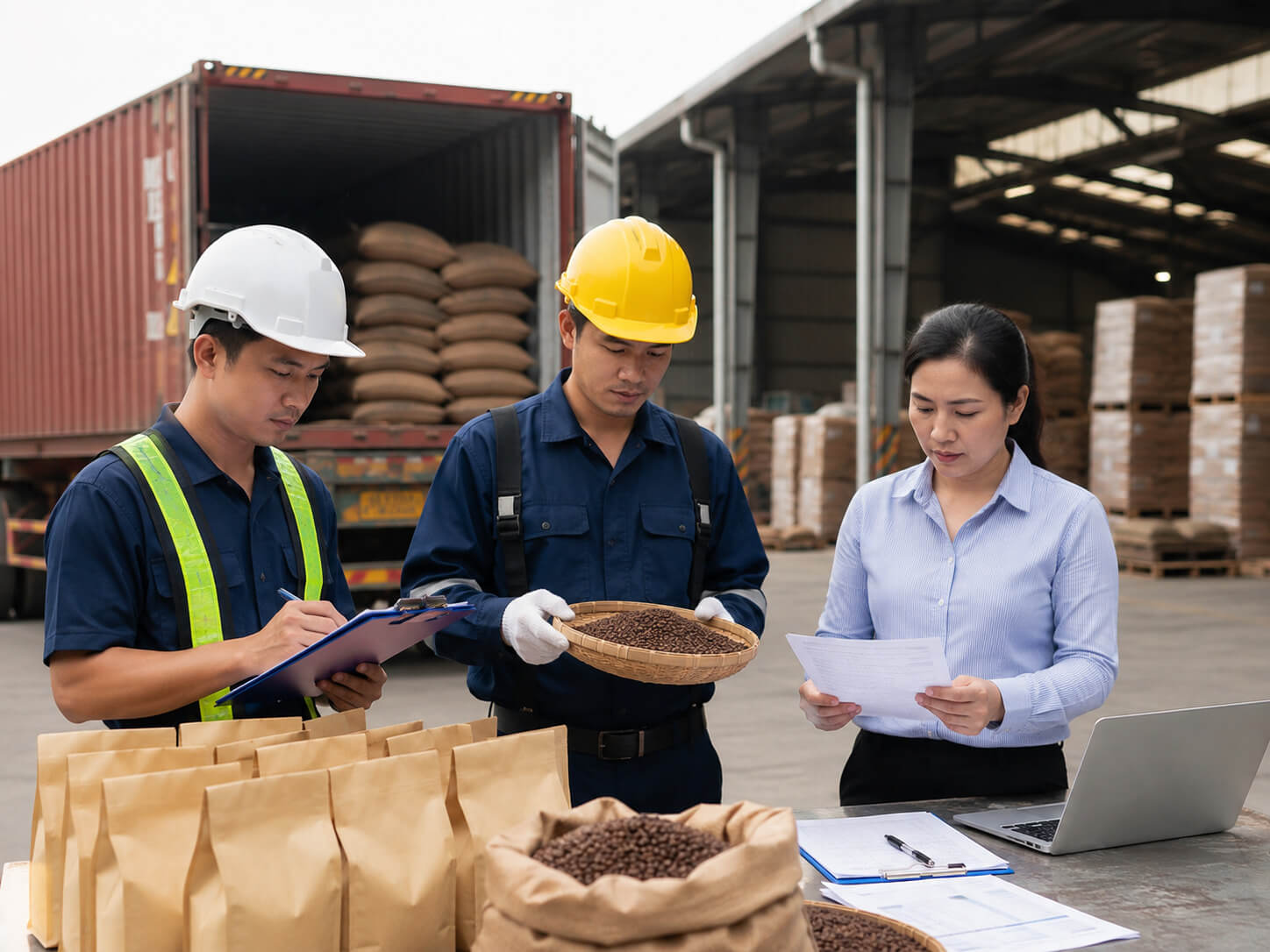 Kiểm tra yêu cầu kiểm dịch với cà phê nhân xanh